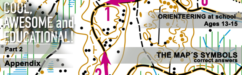 Orienteering at school or ages 13-15, APPENDIX: FIVE MAP SYMBOLS, correct answers