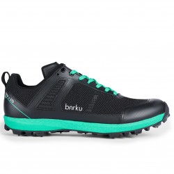 BARKU LUNA x STD CARBON orienteering shoes, with carbon plate and steel studs, Black/Green
