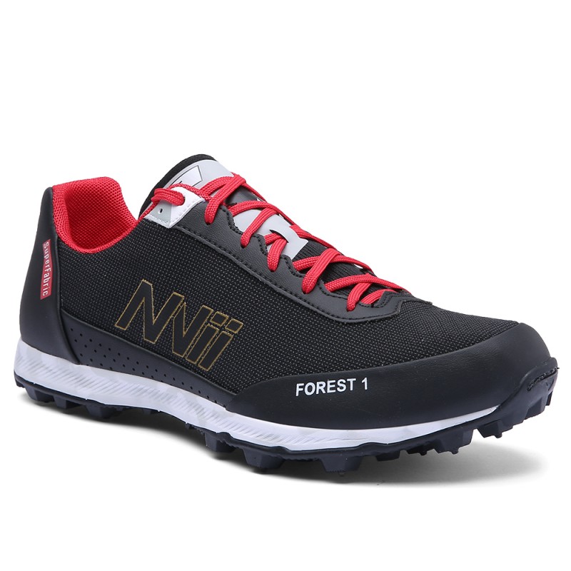 NVII FOREST 1 orienteering shoes, with metal spikes, Black/Golden/Red