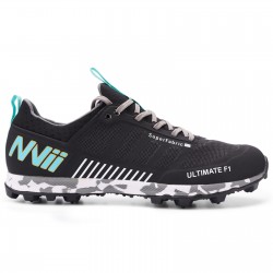 NVII ULTIMATE F1 orienteering shoe, with metal studs, Black/Gray/White/Teal