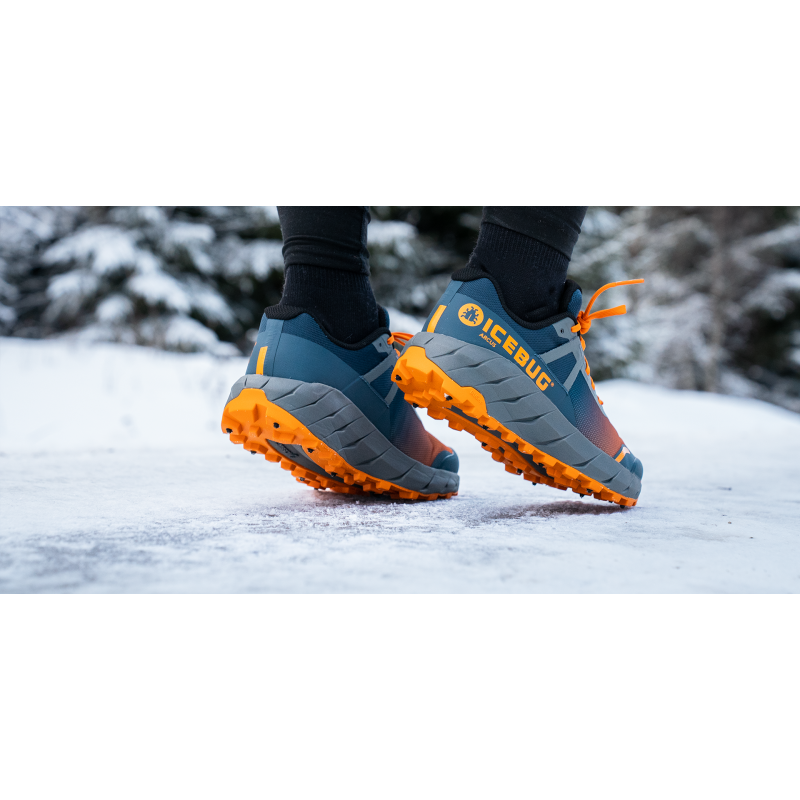 ICEBUG ARCUS BUGrip winter running shoes with steel studs, NightSky/Orange