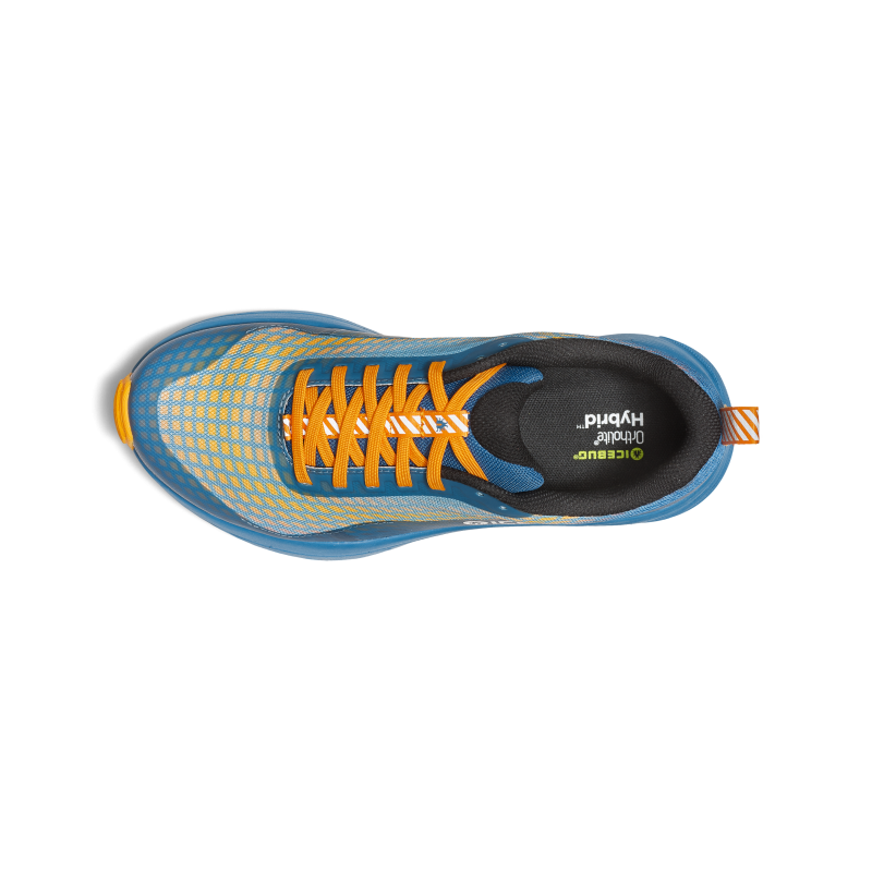 ICEBUG NEWRUN BUGrip winter running shoes with steel studs, MistBlue/Orange
